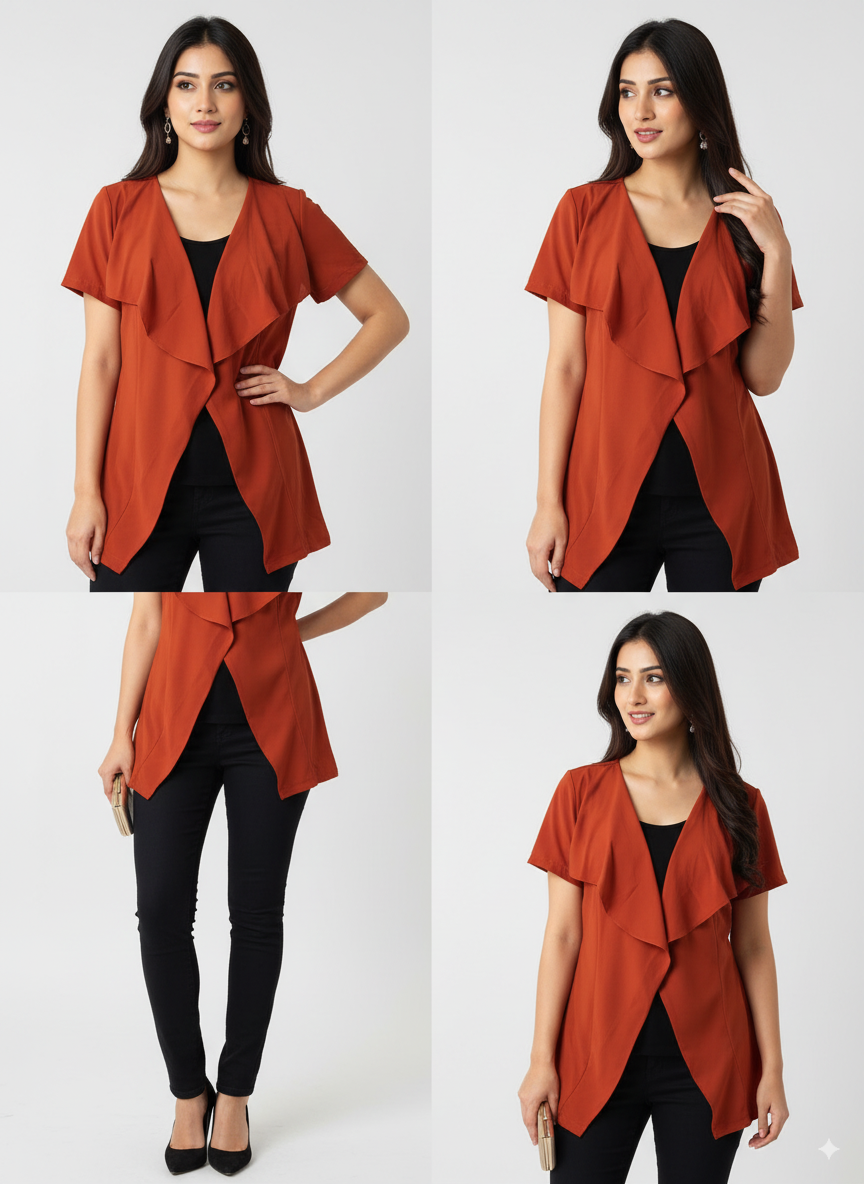 Orange Layered Open-Front Drape