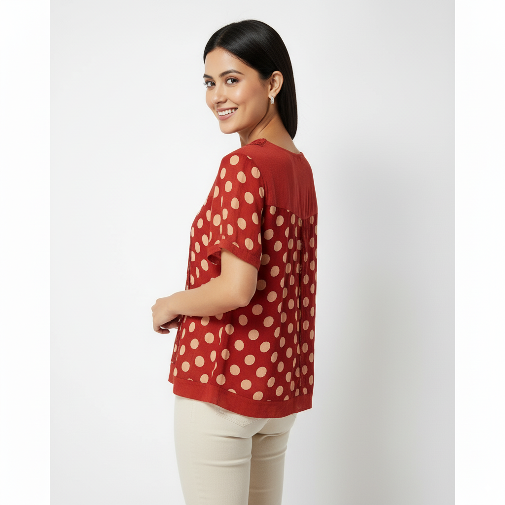 Polka Dot Ruffled Tunic Top