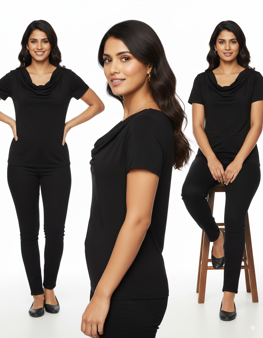 Draped V-Neck Casual Top