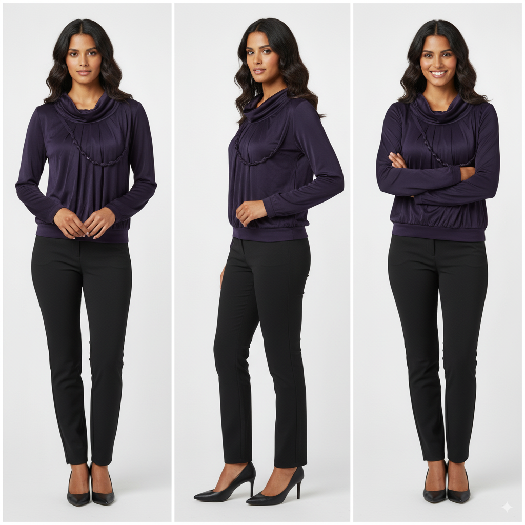 Casual Cowl Neck Top